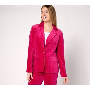Studio Park Women's Plus Sz Jacket 1X Velveteen Blazer WINE A626658